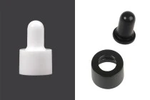 Set aus Kunststoffring und Gummispitze für Tropfer und Flaschenausgießer PP18 Set aus Kunststoffring und Gummispitze für Tropfer und Flaschenausgießer PP18
