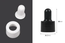 Set aus Kunststoffring und Gummispitze für Tropfer und Flaschenausgießer PP18 Set aus Kunststoffring und Gummispitze für Tropfer und Flaschenausgießer PP18