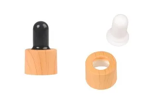 Set anneau en plastique motif bois et tétine pour compte-gouttes et becs de bouteille PP18-1