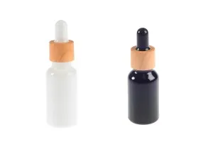 Set anneau en plastique motif bois et tétine pour compte-gouttes et becs de bouteille PP18-5