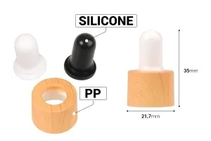 Set anneau en plastique motif bois et tétine pour compte-gouttes et becs de bouteille PP18-2
