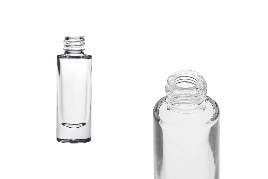Γυάλινο κυλινδρικό μπουκάλι 15 ml διάφανο με στόμιο PP18 Γυάλινο κυλινδρικό μπουκάλι 15 ml διάφανο με στόμιο PP18