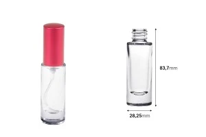 Bottiglia cilindrica in vetro da 15 ml trasparente con beccuccio PP18-2