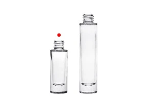 Bottiglia cilindrica in vetro da 15 ml trasparente con beccuccio PP18-5