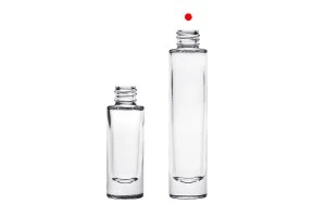 Bottiglia cilindrica in vetro da 30 ml trasparente con beccuccio 18/415-5