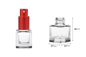 Flacon en verre transparent en forme de cube de 5 ml avec bec verseur PP18-2