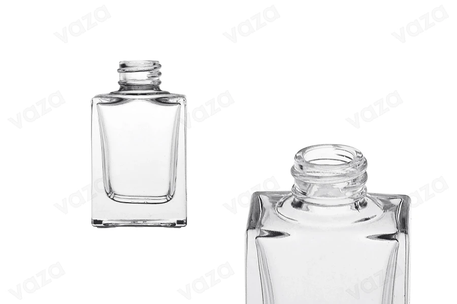 Glass bottle 15 ml transparent in a rectangular shape with PP18 spout-image_product