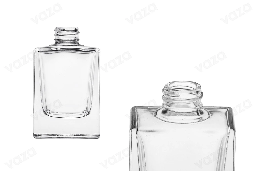 Glasflasche 30ml transparent in rechteckiger Form mit 18/415-Auslauf-produktbild