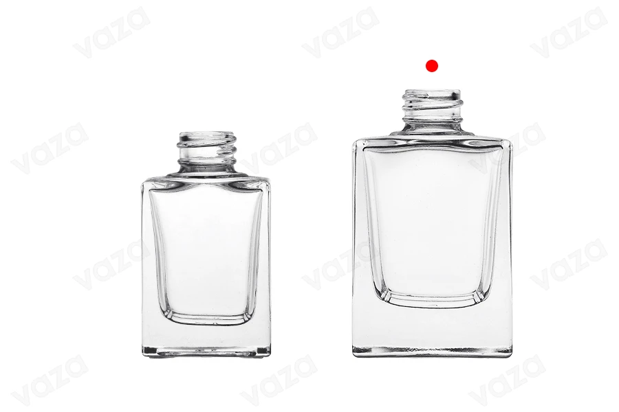 Glasflasche 30ml transparent in rechteckiger Form mit 18/415-Auslauf-bildgruppe