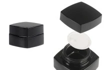 Barattolo di vetro quadrato di lusso da 20 ml di colore nero per crema con coperchio e sigillo in plastica Barattolo di vetro quadrato di lusso da 20 ml di colore nero per crema con coperchio e sigillo in plastica