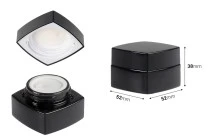 Barattolo di vetro quadrato di lusso da 20 ml di colore nero per crema con coperchio e sigillo in plastica Barattolo di vetro quadrato di lusso da 20 ml di colore nero per crema con coperchio e sigillo in plastica