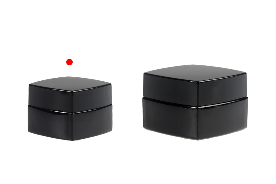 Barattolo di vetro quadrato di lusso da 20 ml di colore nero per crema con coperchio e sigillo in plastica Barattolo di vetro quadrato di lusso da 20 ml di colore nero per crema con coperchio e sigillo in plastica