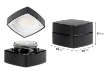 Barattolo di vetro quadrato di lusso da 50 ml di colore nero per crema con coperchio e sigillo in plastica