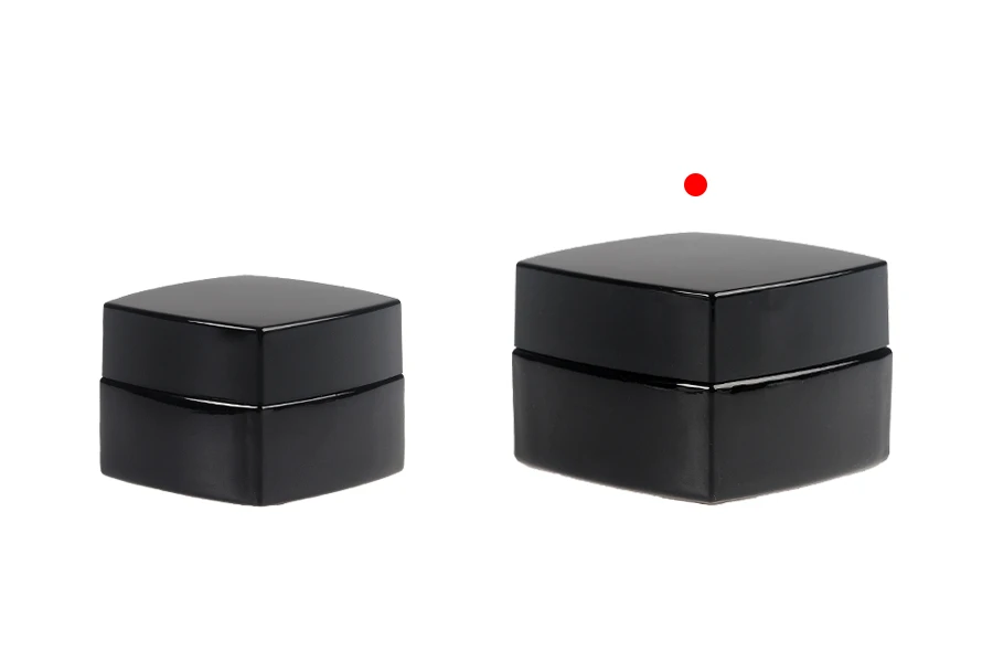 Barattolo di vetro quadrato di lusso da 50 ml di colore nero per crema con coperchio e sigillo in plastica