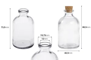 Γυάλινο μπουκαλάκι 55 ml διάφανο με φυσικό κωνικό φελλό - 12 τμχ-2