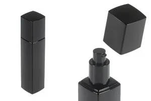 Lussuosa bottiglia in vetro nero da 100 ml con pompa per crema e tappo-1