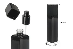 Lussuosa bottiglia in vetro nero da 100 ml con pompa per crema e tappo-2