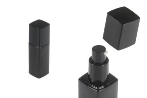 Γυάλινο μπουκάλι 40 ml πολυτελείας σε μαύρο χρώμα με αντλία κρέμας και καπάκι-1