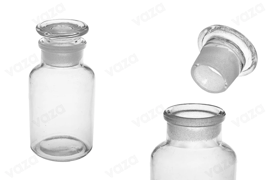 Μπουκάλι φαρμακείου 125 ml διάφανο με γυάλινο καπάκι-εικόνα_προϊοντική