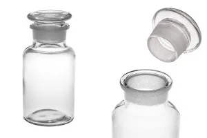 Flacon pharmacie 250 ml transparent avec bouchon en verre-1