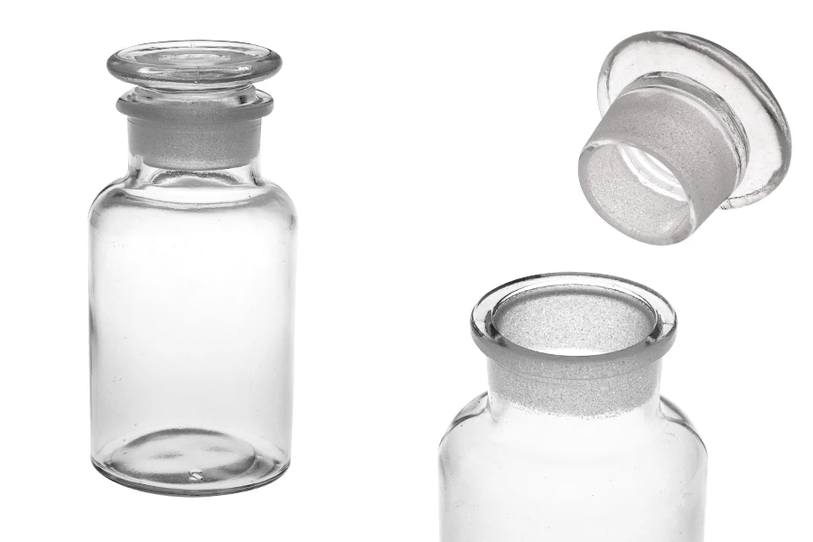 Μπουκάλι φαρμακείου 250 ml διάφανο με γυάλινο καπάκι