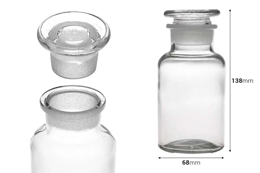 Μπουκάλι φαρμακείου 250 ml διάφανο με γυάλινο καπάκι