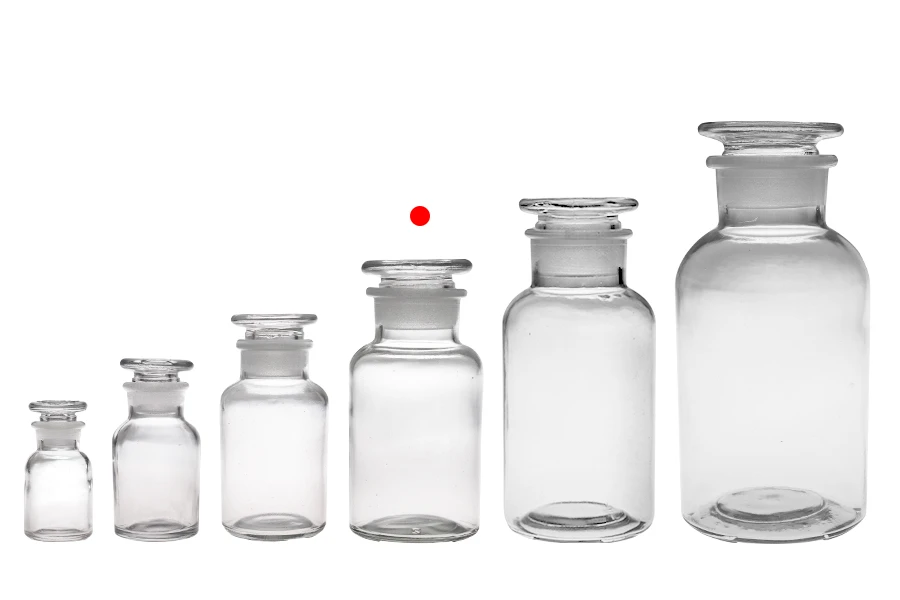 Μπουκάλι φαρμακείου 250 ml διάφανο με γυάλινο καπάκι