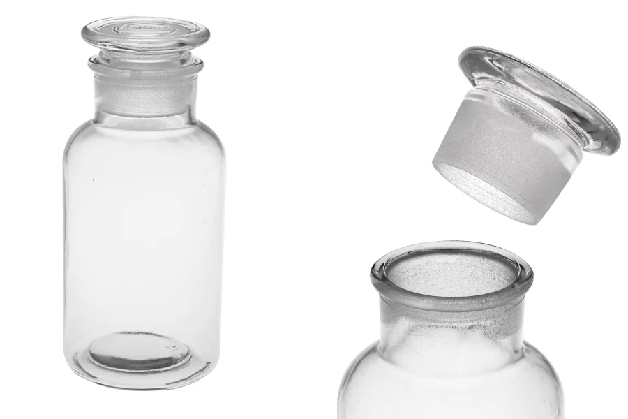 Μπουκάλι φαρμακείου 500 ml διάφανο με γυάλινο καπάκι