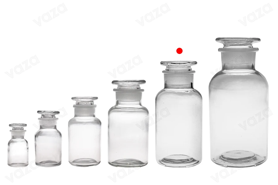 Μπουκάλι φαρμακείου 500 ml διάφανο με γυάλινο καπάκι-εικόνα_σύνθεση