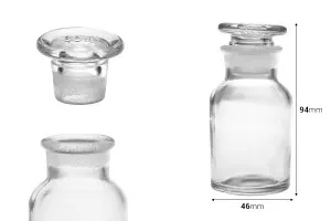Flacon pharmacie 60 ml transparent avec bouchon en verre-2