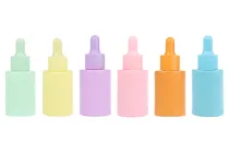 Flacon en verre de 30 ml avec compte-gouttes aux couleurs pastel mates