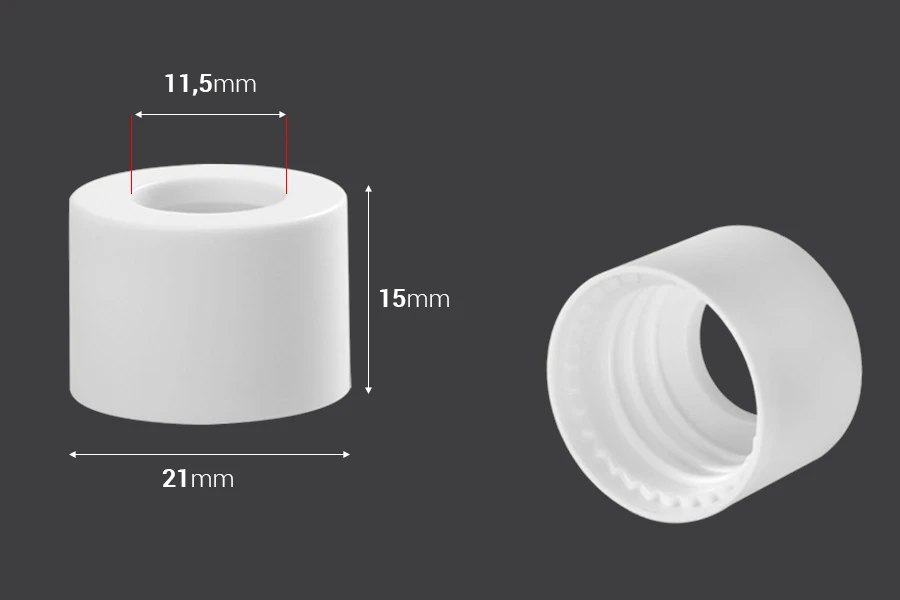 Matte white plastic collar dropper cap for 5ml to 100ml droppers