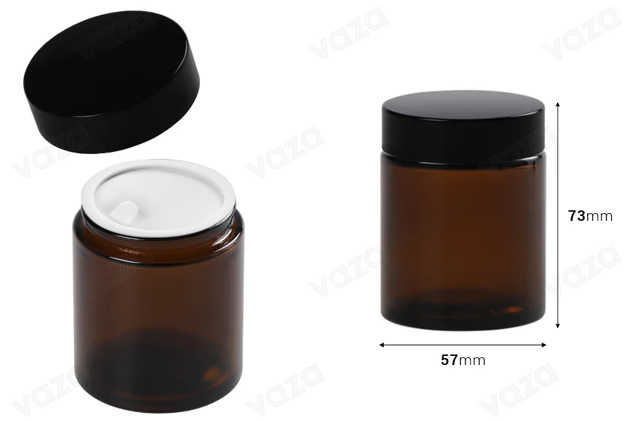 Vasetto in vetro ambrato da 100 ml con sottotappo e membrana interna-dimensioni_immagine