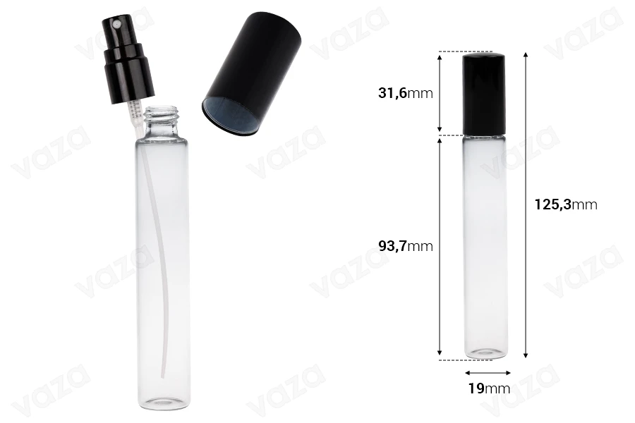 Flacon en verre 20 ml transparent avec spray et bouchon en aluminium pour parfums - 6 pcs-εικόνα_διαστάσεις