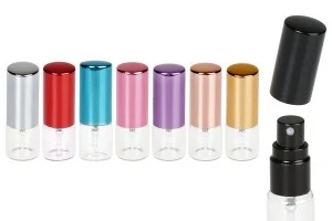 Γυάλινο μπουκαλάκι 3 ml διάφανο με σπρέι και καπάκι αλουμινίου για αρώματα - 6 τμχ-1