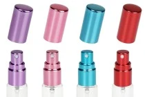 Γυάλινο μπουκαλάκι 5 ml διάφανο με σπρέι και καπάκι αλουμινίου για αρώματα - 6 τμχ