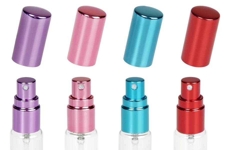 Γυάλινο μπουκαλάκι 5 ml διάφανο με σπρέι και καπάκι αλουμινίου για αρώματα - 6 τμχ