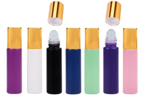Flacon en verre Rollon 10 ml avec boule en verre de différentes couleurs mates-1