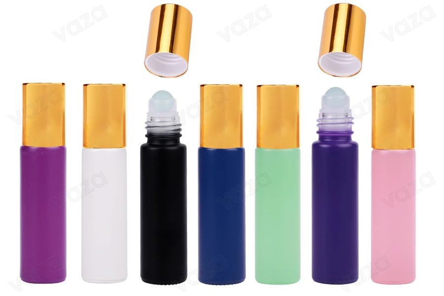 Glass rollon bottle 10 ml with glass ball in various matte colors Glass rollon bottle 10 ml with glass ball in various matte colors-image_product