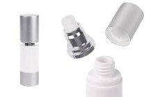 30 ml Airless-Flasche für Creme, mit weißem Körper, Verschluss und silbernem Aluminiumboden 30 ml Airless-Flasche für Creme, mit weißem Körper, Verschluss und silbernem Aluminiumboden