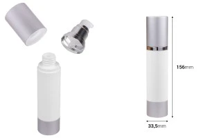 50 ml Airless-Flasche für Creme, mit weißem Körper, Verschluss und silbernem Aluminiumboden-2