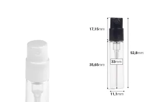 2 ml transparente Glas-Testflasche (Schnapphals) mit weißem oder schwarzem Spray für Parfüme – 100 Stück-2