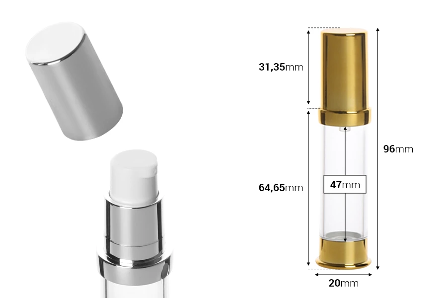 Tube acrylique airless pour crème de 10 ml Tube acrylique airless pour crème de 10 ml