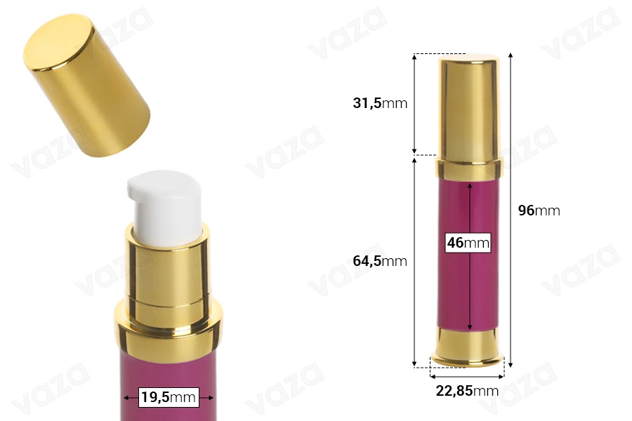 Tube en acrylique airless de 10 ml pour crème - 12 pcs Tube en acrylique airless de 10 ml pour crème - 12 pcs-photo_dimensions