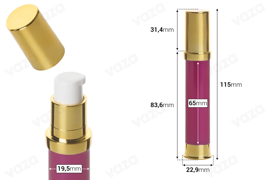 Σωληνάριο airless 15 ml ακρυλικό για κρέμα - 12 τμχ-εικόνα_διαστάσεις