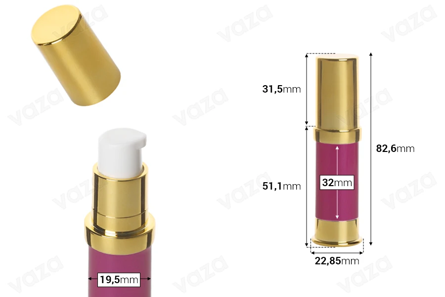 Σωληνάριο airless 5 ml ακρυλικό για κρέμα - 12 τμχ-εικόνα_διαστάσεις