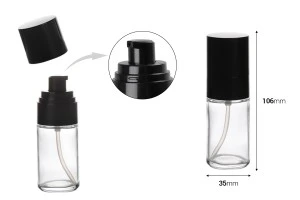 Φιάλη 30ml γυάλινη με μαύρη αντλία κρέμας και καπάκι (PP18)-2