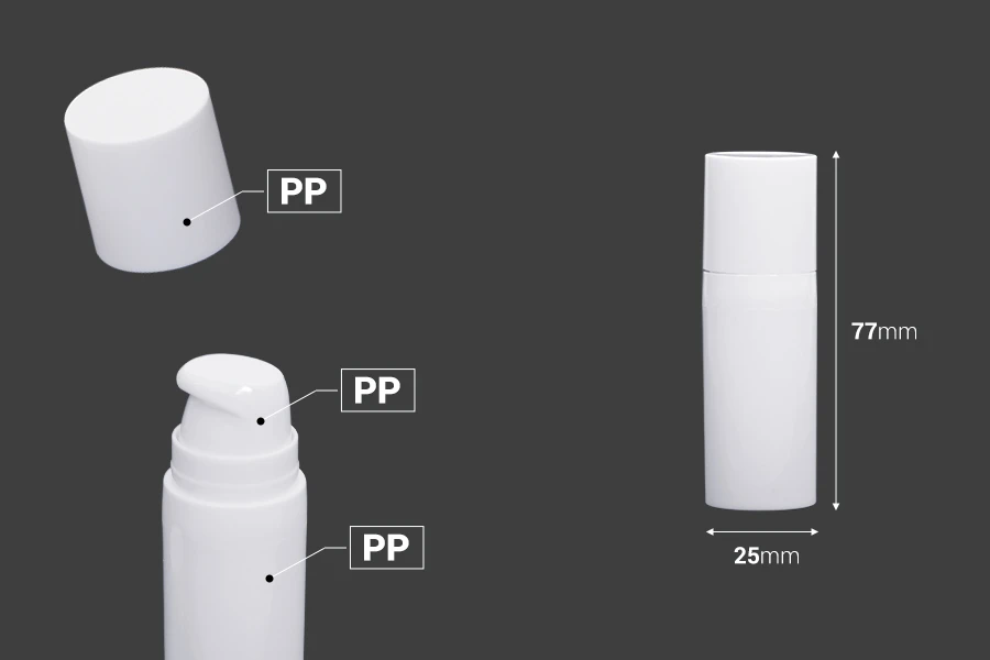 Μπουκαλάκια airless πλαστικό για κρέμα 10 ml σε λευκό χρώμα