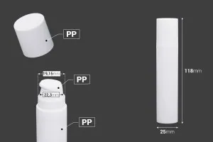 Μπουκαλάκια airless πλαστικό για κρέμα 20 ml σε λευκό χρώμα-2