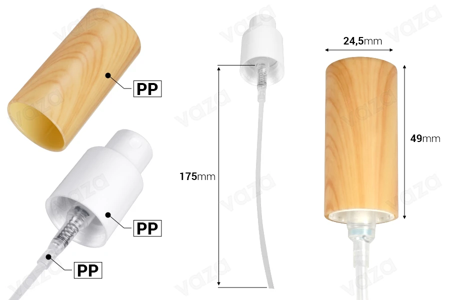 Sprühkunststoff PP18/410 im Holzdesign für ätherische Ölflaschen Sprühkunststoff PP18/410 im Holzdesign für ätherische Ölflaschen-bildabmessungen